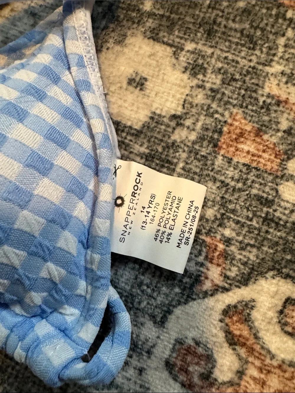 NWOT Snapper Rock Seaside Gingham Charm Triangle Bikini Sz 14